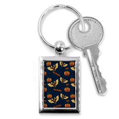 Bat, Pumpkin And Spider Pattern Key Chains (rectangle)  by Valentinaart