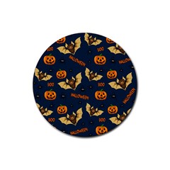 Bat, pumpkin and spider pattern Rubber Coaster (Round) 