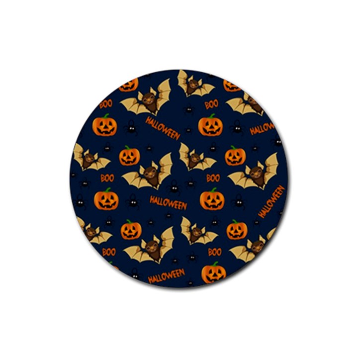 Bat, pumpkin and spider pattern Rubber Coaster (Round) 