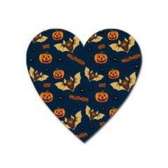 Bat, Pumpkin And Spider Pattern Heart Magnet by Valentinaart