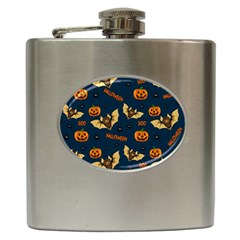 Bat, pumpkin and spider pattern Hip Flask (6 oz)