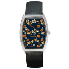 Bat, pumpkin and spider pattern Barrel Style Metal Watch