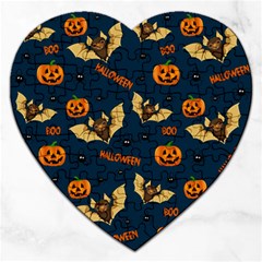 Bat, pumpkin and spider pattern Jigsaw Puzzle (Heart)