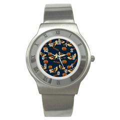 Bat, pumpkin and spider pattern Stainless Steel Watch