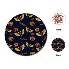 Bat, pumpkin and spider pattern Playing Cards (Round) 