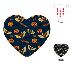 Bat, pumpkin and spider pattern Playing Cards (Heart) 