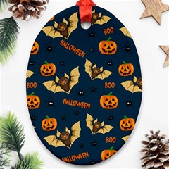 Bat, pumpkin and spider pattern Oval Ornament (Two Sides)