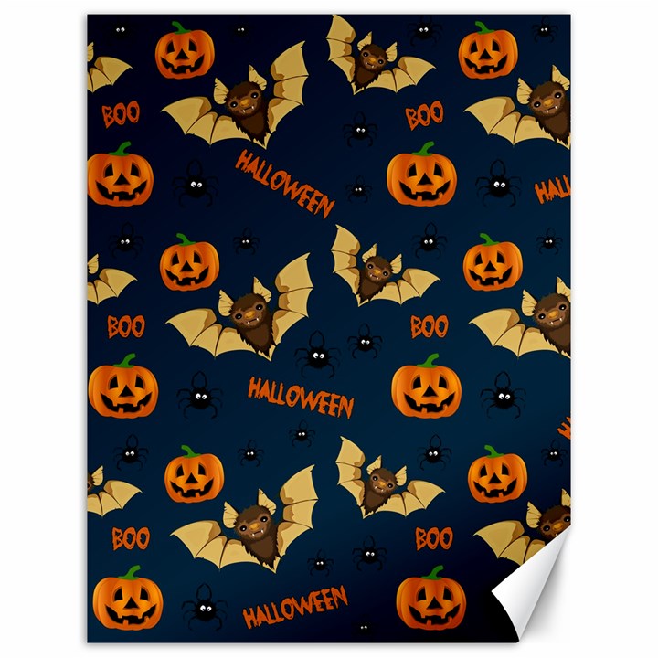 Bat, pumpkin and spider pattern Canvas 12  x 16  