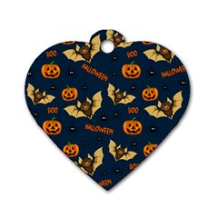 Bat, pumpkin and spider pattern Dog Tag Heart (Two Sides)