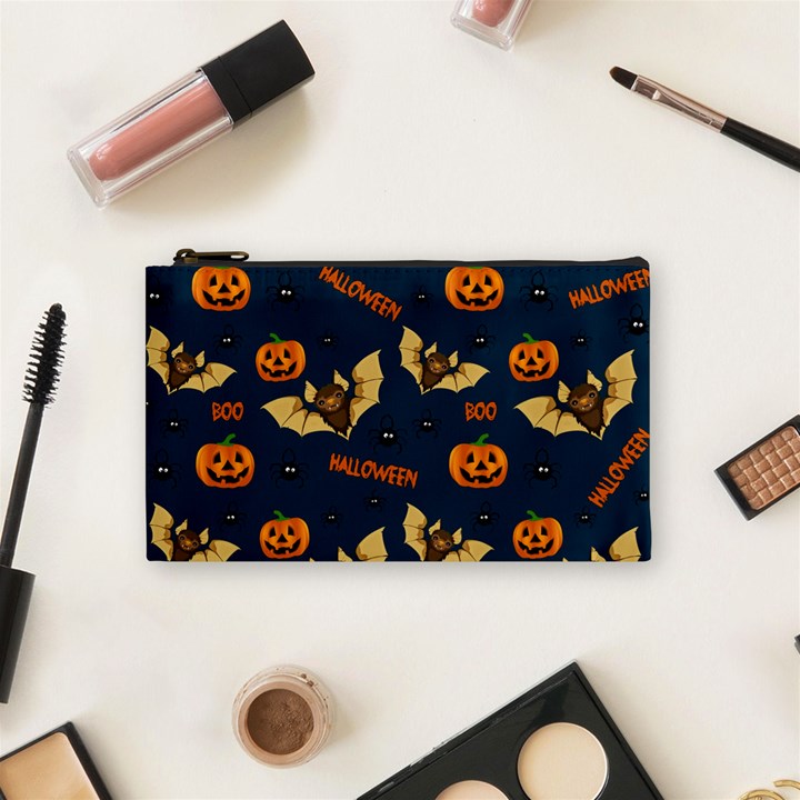 Bat, pumpkin and spider pattern Cosmetic Bag (Small) 