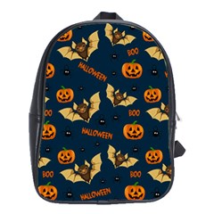 Bat, pumpkin and spider pattern School Bag (Large)