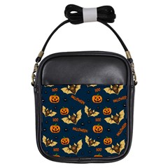 Bat, Pumpkin And Spider Pattern Girls Sling Bags