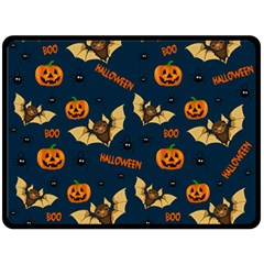 Bat, pumpkin and spider pattern Fleece Blanket (Large) 