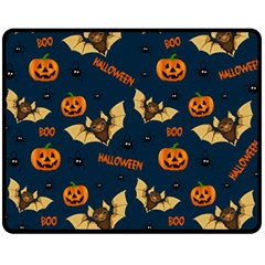 Bat, Pumpkin And Spider Pattern Fleece Blanket (medium)  by Valentinaart