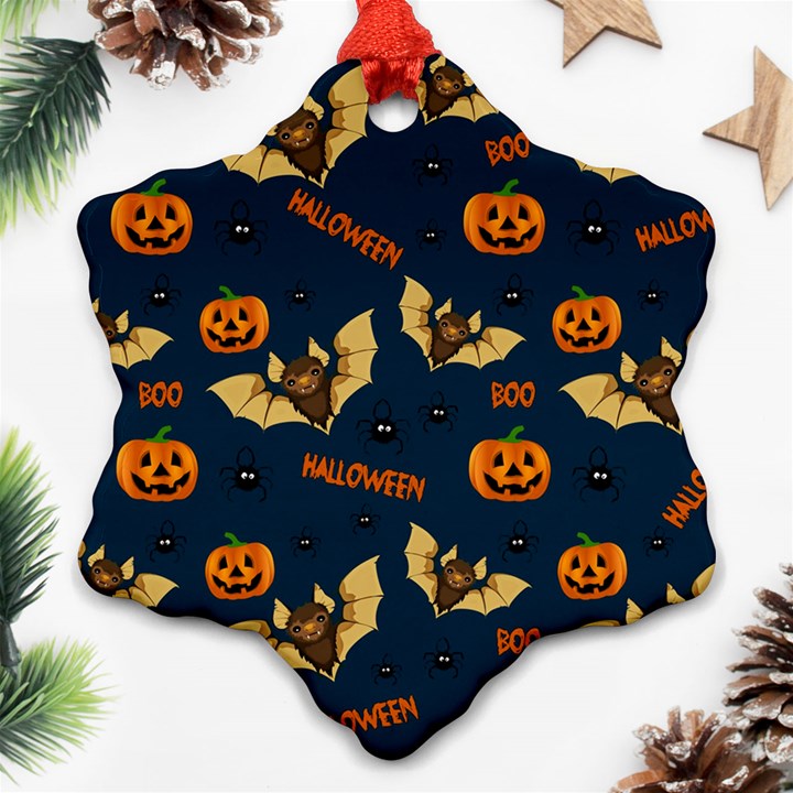 Bat, pumpkin and spider pattern Ornament (Snowflake)