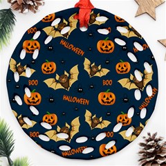 Bat, pumpkin and spider pattern Round Filigree Ornament (Two Sides)