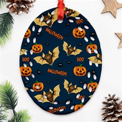 Bat, pumpkin and spider pattern Oval Filigree Ornament (Two Sides)