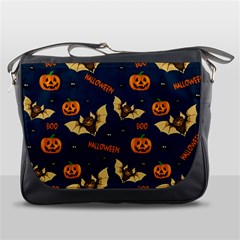 Bat, pumpkin and spider pattern Messenger Bags