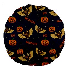 Bat, pumpkin and spider pattern Large 18  Premium Round Cushions