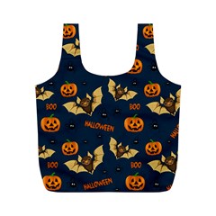 Bat, pumpkin and spider pattern Full Print Recycle Bags (M) 