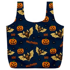 Bat, pumpkin and spider pattern Full Print Recycle Bags (L) 