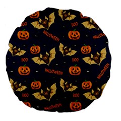 Bat, pumpkin and spider pattern Large 18  Premium Flano Round Cushions