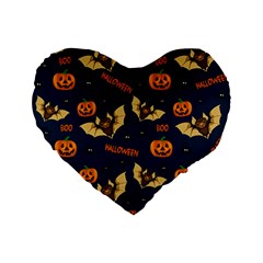 Bat, pumpkin and spider pattern Standard 16  Premium Flano Heart Shape Cushions