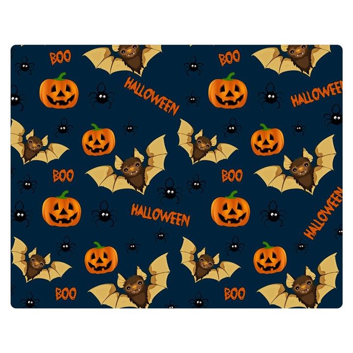 Bat, pumpkin and spider pattern Double Sided Flano Blanket (Medium) 