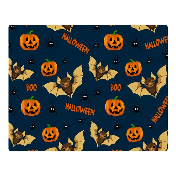 Bat, pumpkin and spider pattern Double Sided Flano Blanket (Large) 