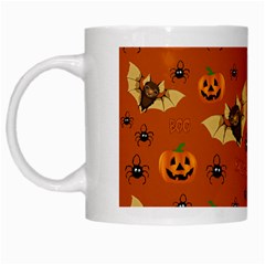 Bat, Pumpkin And Spider Pattern White Mugs by Valentinaart