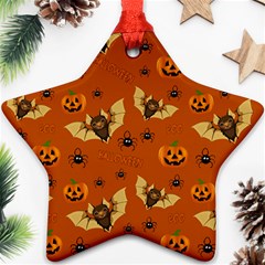 Bat, Pumpkin And Spider Pattern Star Ornament (two Sides) by Valentinaart