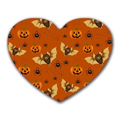 Bat, Pumpkin And Spider Pattern Heart Mousepads by Valentinaart