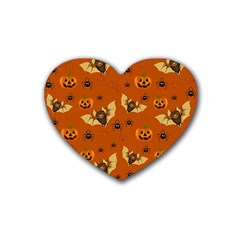 Bat, Pumpkin And Spider Pattern Heart Coaster (4 Pack)  by Valentinaart