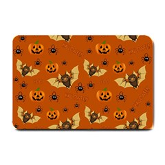 Bat, Pumpkin And Spider Pattern Small Doormat  by Valentinaart