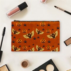 Bat, Pumpkin And Spider Pattern Cosmetic Bag (medium)  by Valentinaart