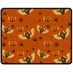 Bat, Pumpkin And Spider Pattern Fleece Blanket (medium)  by Valentinaart