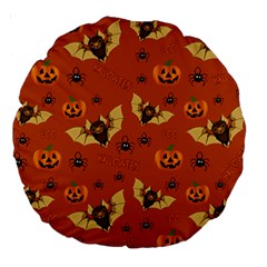 Bat, Pumpkin And Spider Pattern Large 18  Premium Round Cushions by Valentinaart