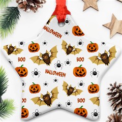 Bat, Pumpkin And Spider Pattern Ornament (star) by Valentinaart