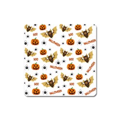 Bat, Pumpkin And Spider Pattern Square Magnet by Valentinaart