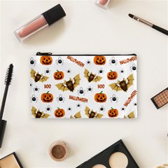 Bat, Pumpkin And Spider Pattern Cosmetic Bag (small)  by Valentinaart