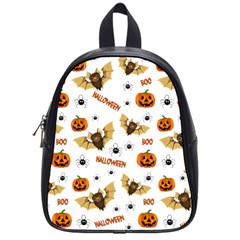 Bat, Pumpkin And Spider Pattern School Bag (small) by Valentinaart