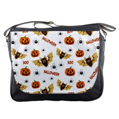 Bat, Pumpkin And Spider Pattern Messenger Bags by Valentinaart