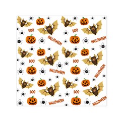 Bat, Pumpkin And Spider Pattern Small Satin Scarf (square) by Valentinaart