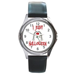 I Just Love Halloween Round Metal Watch by Valentinaart