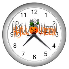 Halloween Wall Clocks (silver)  by Valentinaart