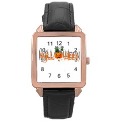 Halloween Rose Gold Leather Watch  by Valentinaart