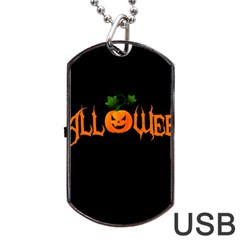 Halloween Dog Tag Usb Flash (two Sides) by Valentinaart