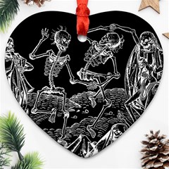 Skeletons - Halloween Ornament (heart) by Valentinaart