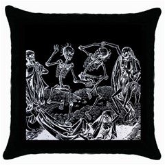 Skeletons - Halloween Throw Pillow Case (black) by Valentinaart