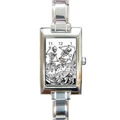 Skeletons - Halloween Rectangle Italian Charm Watch by Valentinaart